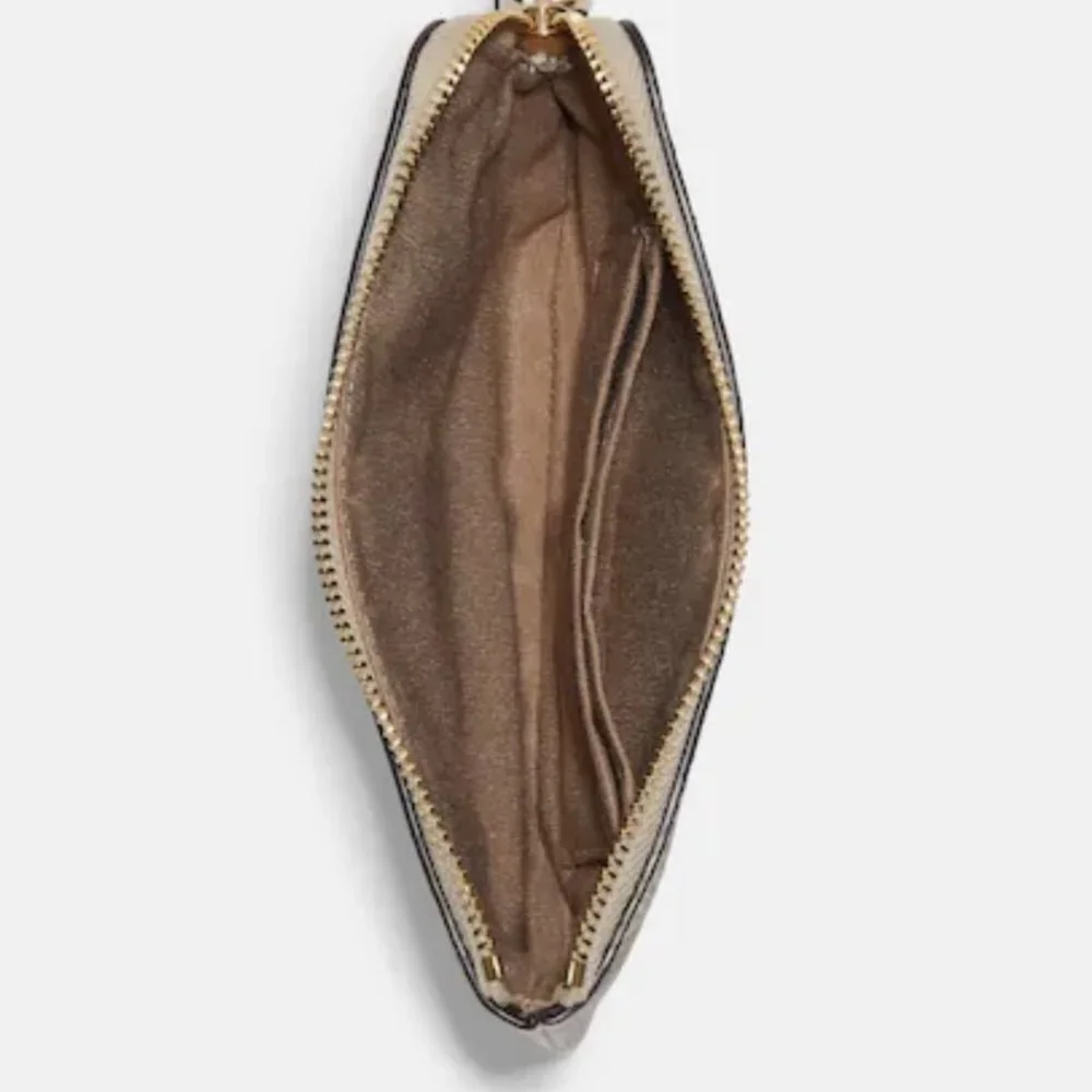 Coach Women's Signature Canvas Print with Pear Corner Zip Wristlet NWT Gold - Picture 5 of 10